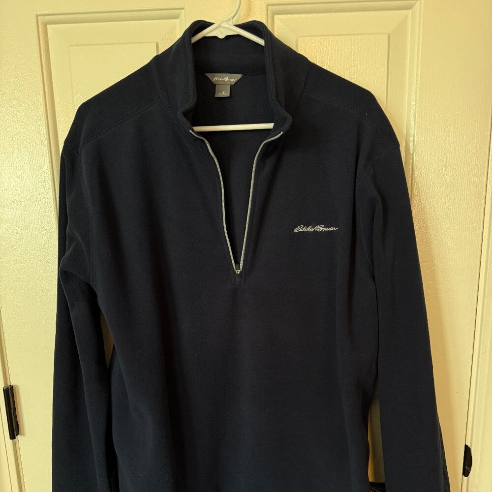 Eddie Bauer men's navy quarter zip microfleece - size large tall - never worn!